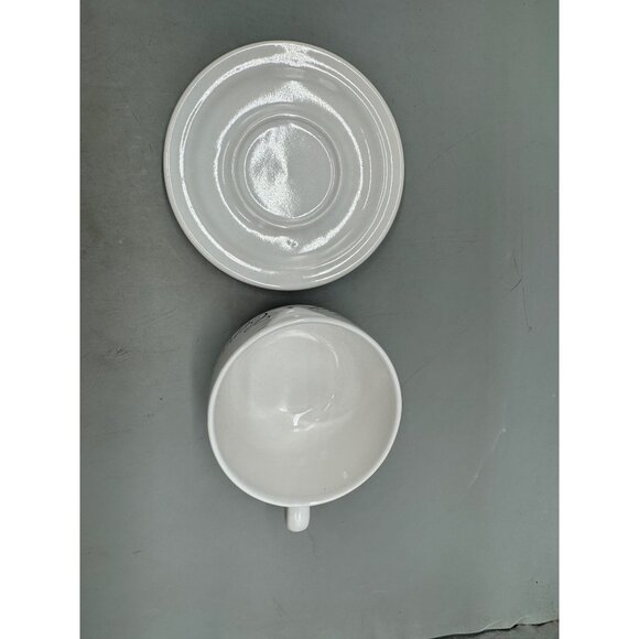 Bencon Hedges Ceramic Cup & Saucer Set With Script made in Chili white READ NEW - Picture 5 of 9